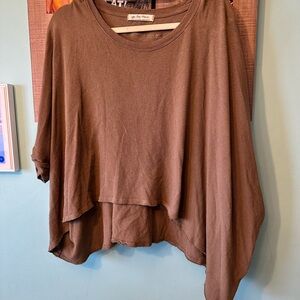 We The Free Brown Layered Crop Sweatshirt